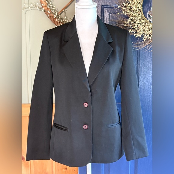Dior Vintage Classic Black 2 Button Women's Wool Blazer size 8 - Picture 1 of 12